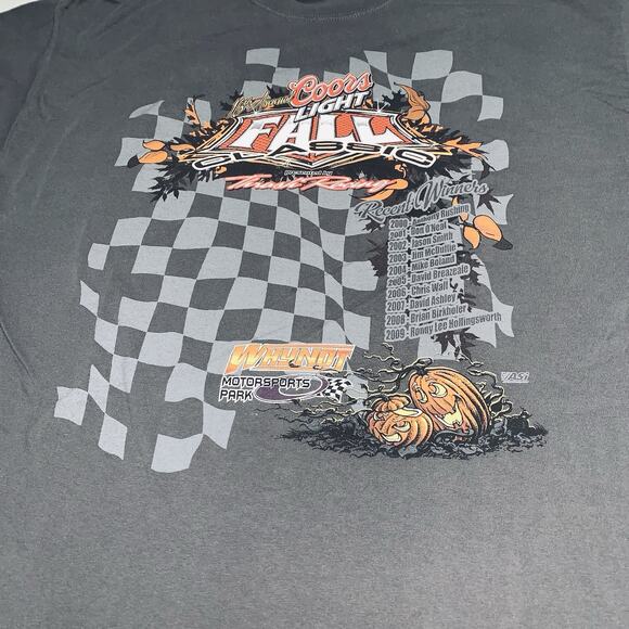 XL Coors Light Dirt Track Racing T-shirt Thrash Racing Gray Mens Recent Winners - Picture 2 of 15
